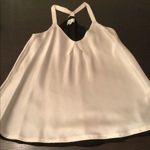 MIGUELINA Black & White silk halter top